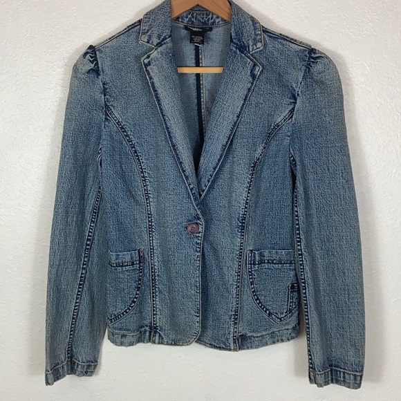 Express Jackets & Blazers - Vintage 90’s Y2K Express Acid Wash Denim Blazer Jacket